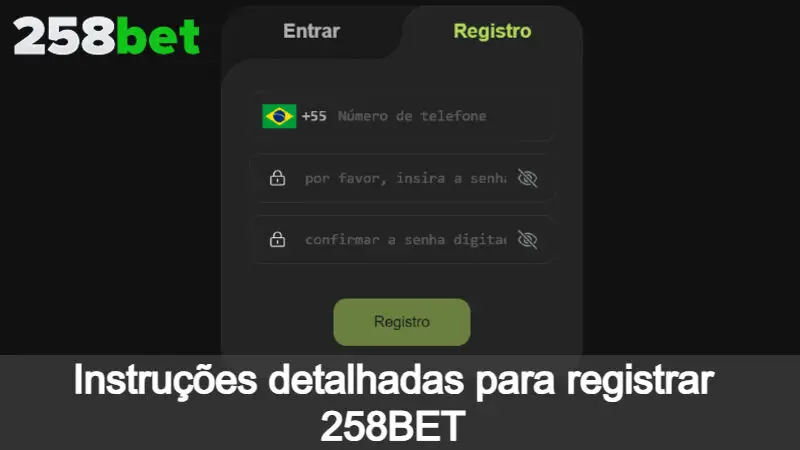 Instruções detalhadas para registro 258BET