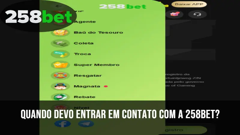 Quando devo entrar em contato com o 258bet? 