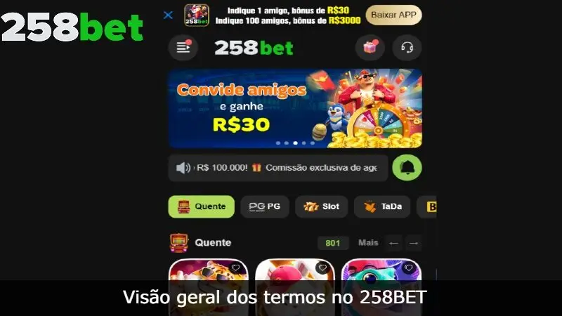 Visão geral dos termos no 258BET